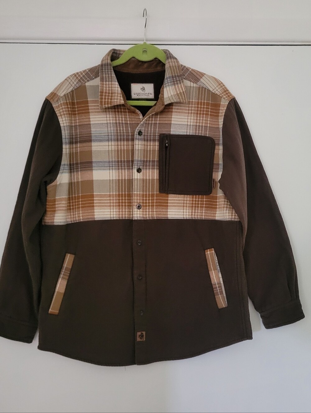Men's Brown Plaid Button-Up Shirt/Jacket